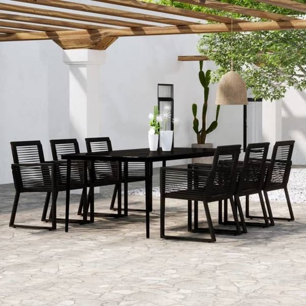 Maison Exclusive - Have spisebordssæt 7 dele Sort