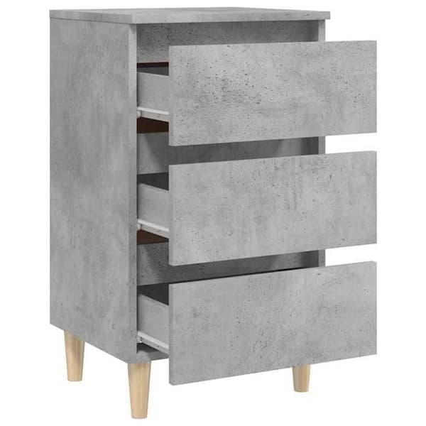 Maison Exclusive - Nattduksbord med ben i solid betonggrått trä 40x35x69cm