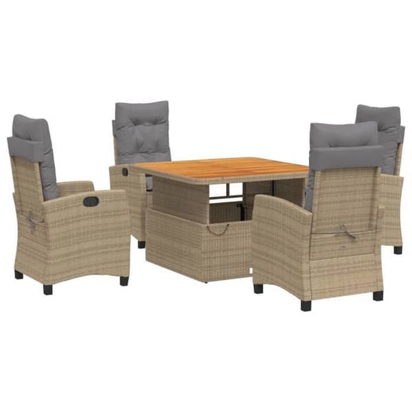 Maison Exclusive - Puutarhakalusteryhmä tyynyillä 5 kpl Beige polyrottinki