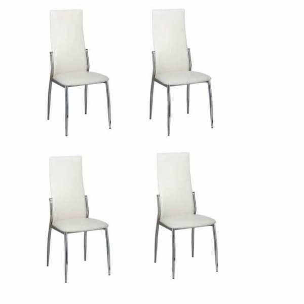 Matstol - EXKLUSIV HEM - Set om 4 - Vit - Syntetläder - Kromade ben Vit