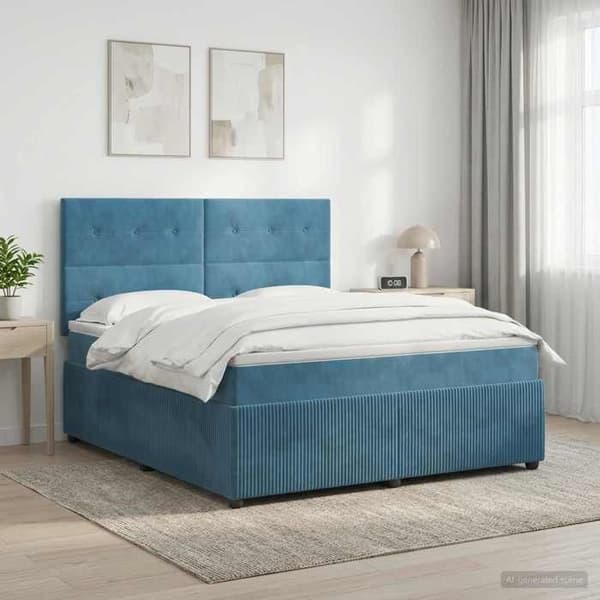 Maison Exclusive - Boxspring säng med madrass Blå 140 x 200 cm Sammet Blå
