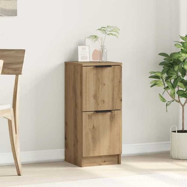 Maison Exclusive - Buffet i egetræ, håndlavet 30x30x70 cm, ingeniørtræ