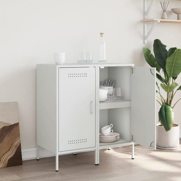 Maison Exclusive - Bufféer 2 st vit 36x39x79 cm stål