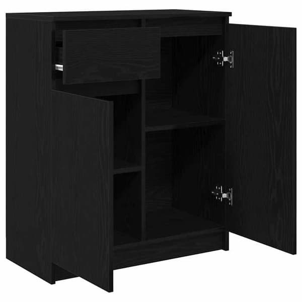 Buffet bas - EKSKLUSIVT HUS - 71x35x84 cm - Sort eg - Ingeniørtræ - Vendbar skuffe svart ek