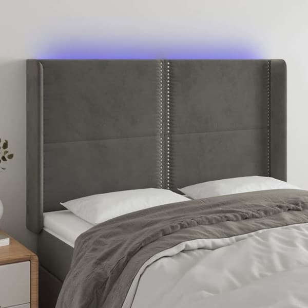 Maison Exclusive - LED-päätyharso Tummanharmaa 147x16x118/128 cm Sametti mörkgrå