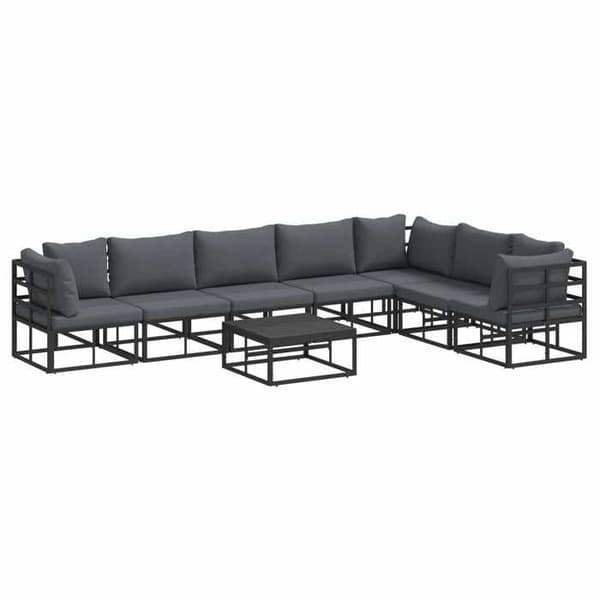 Maison Exclusive - 8-delars trädgårdsoff-set i svart aluminium