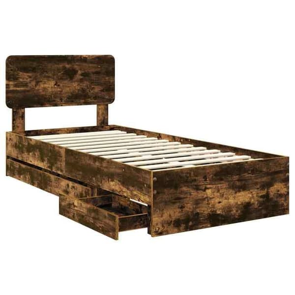 Maison Exclusive - Sängram i rökig ek 100 x 200 cm ingenjörsträ
