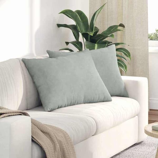 Sofa puder - EKSKLUSIV HUS - Sæt 2 - 70 x 50 cm - Fløjl - Lys grå Ljusgrått