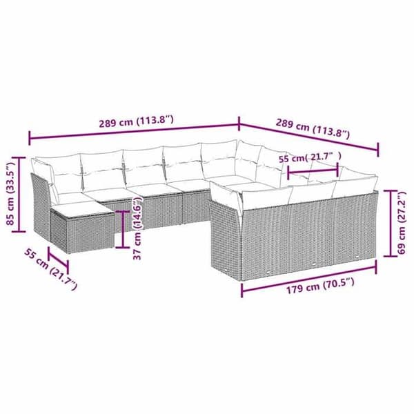 Maison Exclusive - Trädgårdsmöbler med kuddar 12 delar brun flätad resin