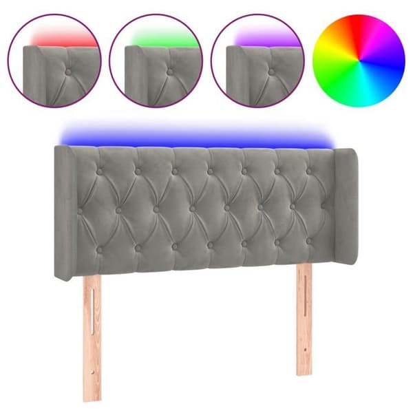 Maison Exclusive - LED Hovedgærde Lys Grå 103x16x78/88 cm Velour ljusgrått