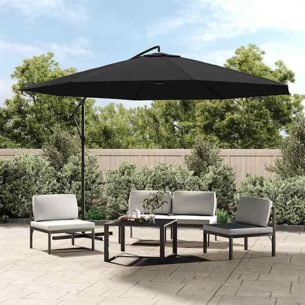 Maison Exclusive - Haveparasol med udhæng og sort aluminiumsmast