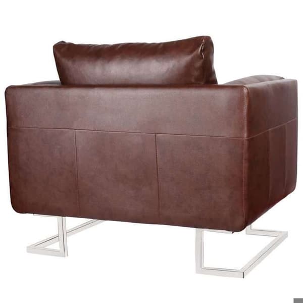 Stol - Cube Maison Exclusive - Krom ben - Brun kunstlæder - 1 plads brun