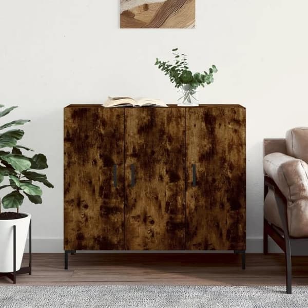 Maison Exclusive - Buffé ek rökig 90x34x80 cm ingenjörsträ