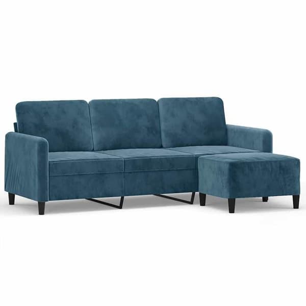 Maison Exclusive - 3-sitssoffa med fotpall Blå 180 cm Sammet