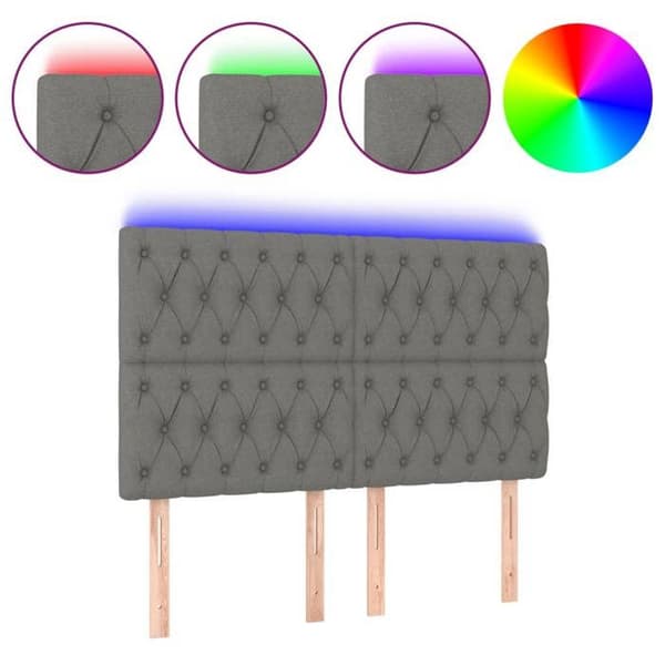 Maison Exclusive - LED-päätyharso Tummanharmaa 144x7x118/128 cm Kangas mörkgrå