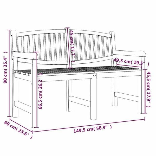 Maison Exclusive - Bänk för trädgård 149,5x60x90 cm av solid teakträ