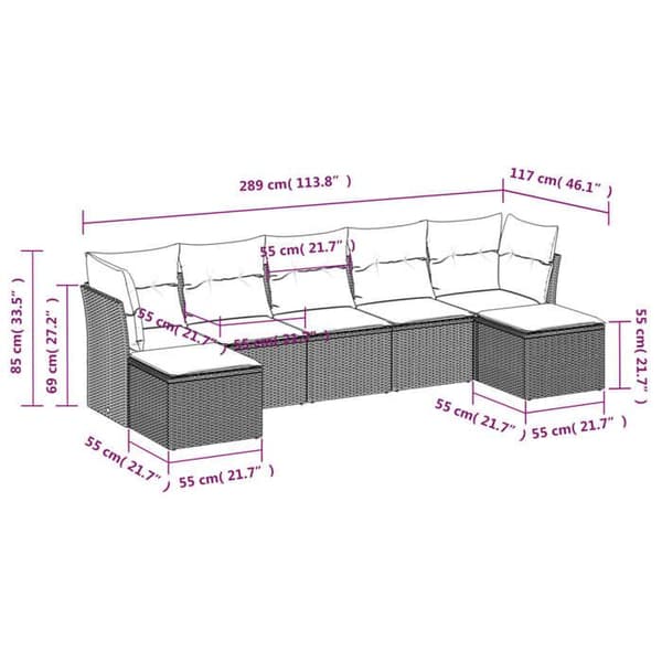 Maison Exclusive - Trädgårdsmöbler med kuddar 7 delar brun flätad resin