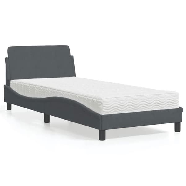 Maison Exclusive - Seng med Dover mørkegrå madras 90x200 cm velour Mörkgrå