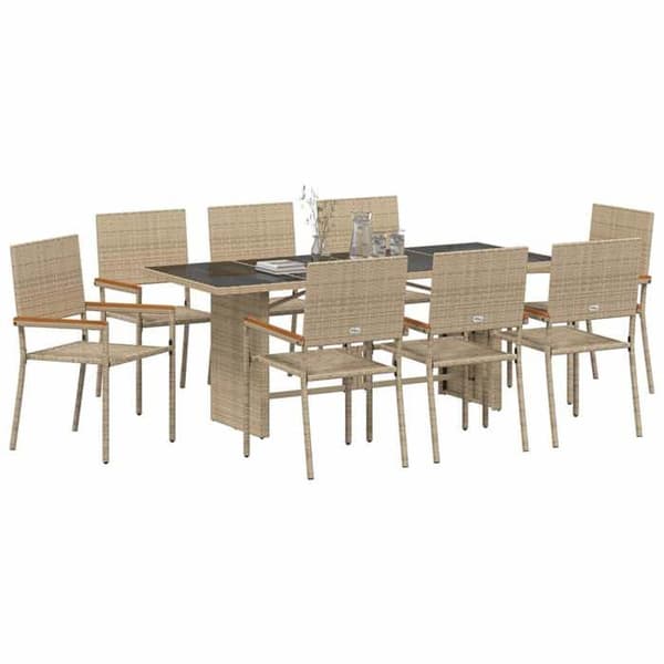 Maison Exclusive - 9 pc spisestue sæt til haven i beige polyrotin beige