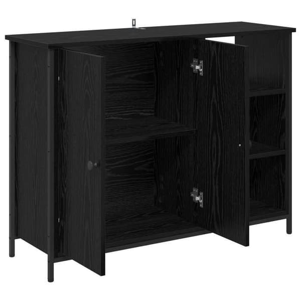 Buffet - EKSKLUSIVT HUS - 100 x 33 x 75 cm - Sort eg - Ingeniørtræ - Moderne svart ek