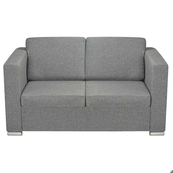 Soffgrupp 2 delar - Exklusivt Hem - Ljusgrå - Polyester tyg - Träram & kromade ben ljusgrått