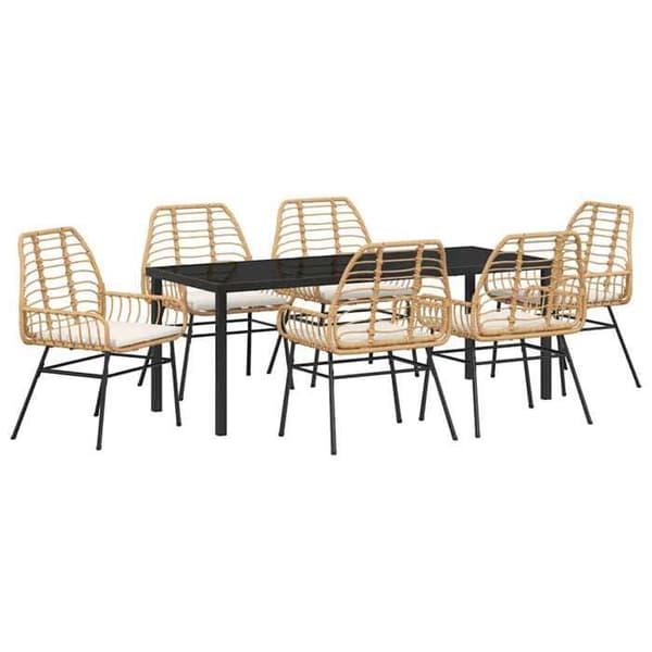 Maison Exclusive - 7 pc spisebordssæt til haven i brun polyrotin brun