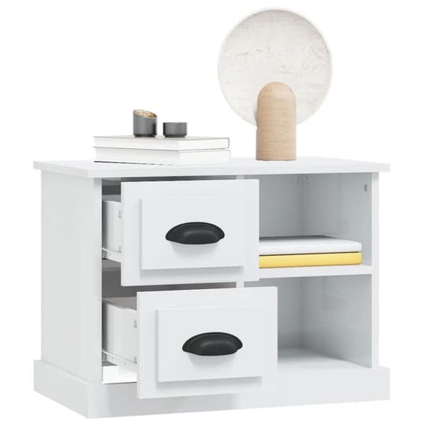 Maison Exclusive - Sängbord vit glansig 60x35,5x45 cm Strålande vit