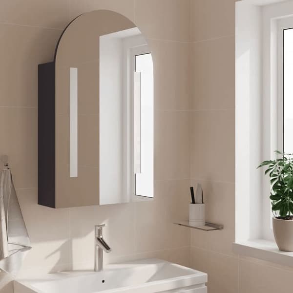 Maison Exclusive - Peilikaappi LED-valolla, kaareva harmaa 42x13x70 cm