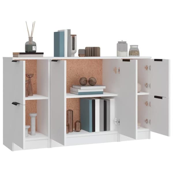 Maison Exclusive - 3 stk. Buffet Hvid Ingeniørtræ