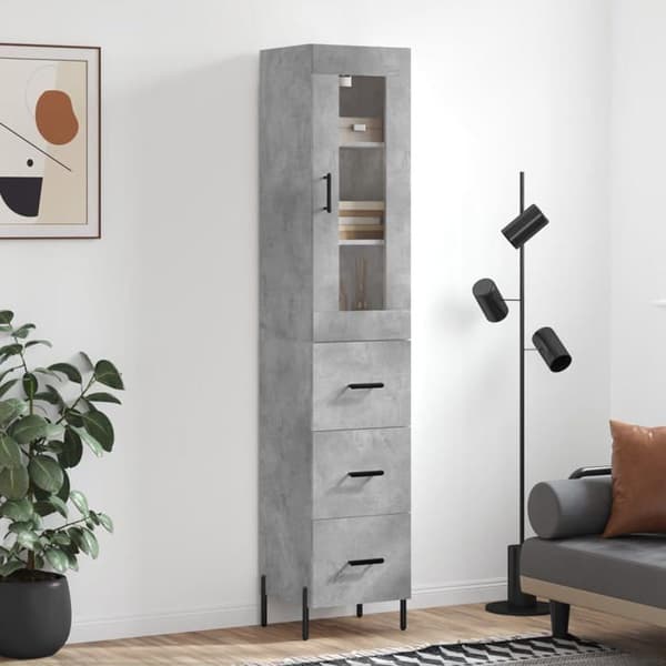 Maison Exclusive - Høj buffet Grå beton 34,5x34x180 cm Ingeniørtræ
