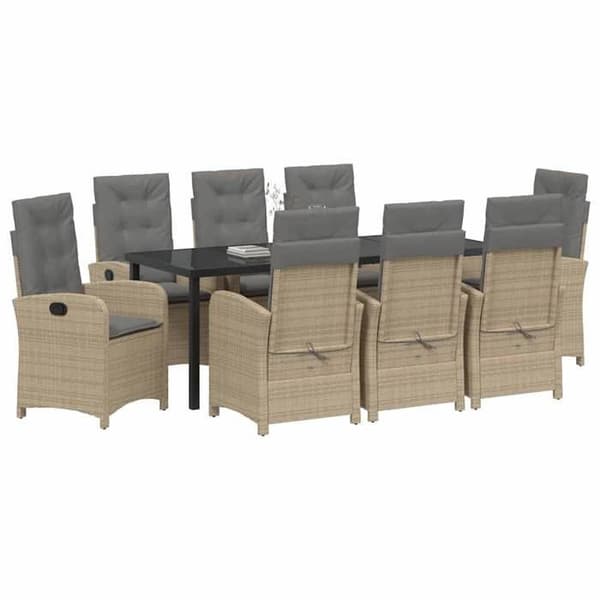 Maison Exclusive - 9 pc spisestue sæt til haven i beige polyrotin beige