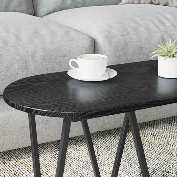Bord - EKSKLUSIV HUS - 80 x 40 x 40,5 cm - Oval - Sort eg - Sorte ben svart ek