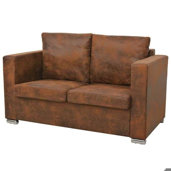 Maison Exclusive - 3-delars soffa i syntetiskt mocka kastanj