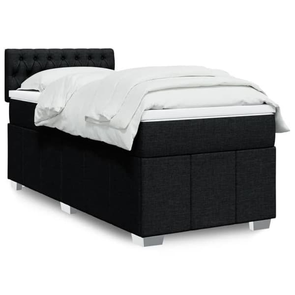 Maison Exclusive - Seng med lamelbund og madras Sort 90x200 cm Stof