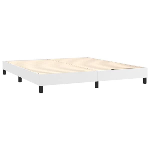 Sengestel - EKSKLUSIV HUS - 180x200 cm - Kunstlæder hvid - Lameller - Robuste ben Vit