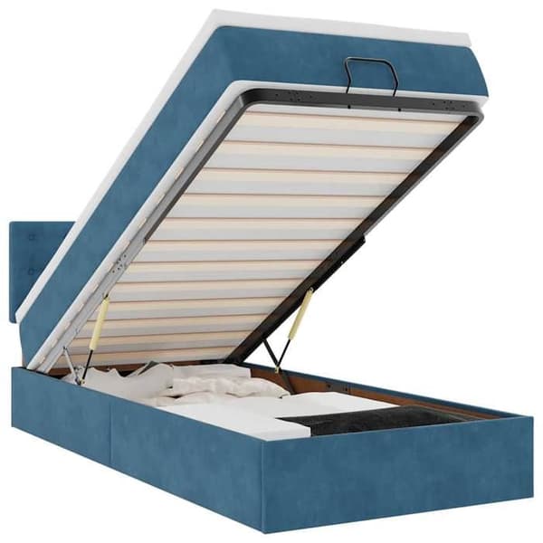 Maison Exclusive - Ottoman sengemåde med mørkeblå madras 100x200 cm fløjlsstoft mörkblå, vit