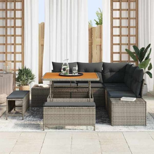 Trädgårdsmöbler - MAISON EXCLUSIVE - 8 delar - Grå - Poly Rattan - Modulär Grå