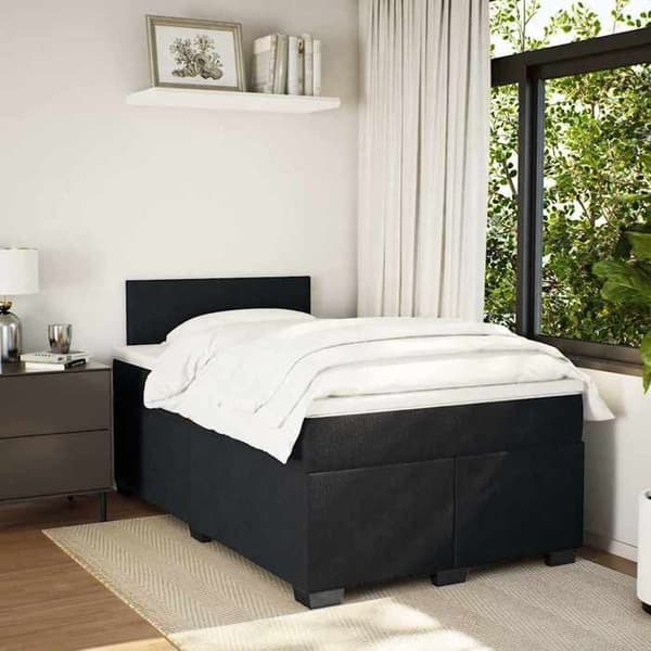 Maison Exclusive - Seng med lameller og sort madras 120x190 cm fløjl