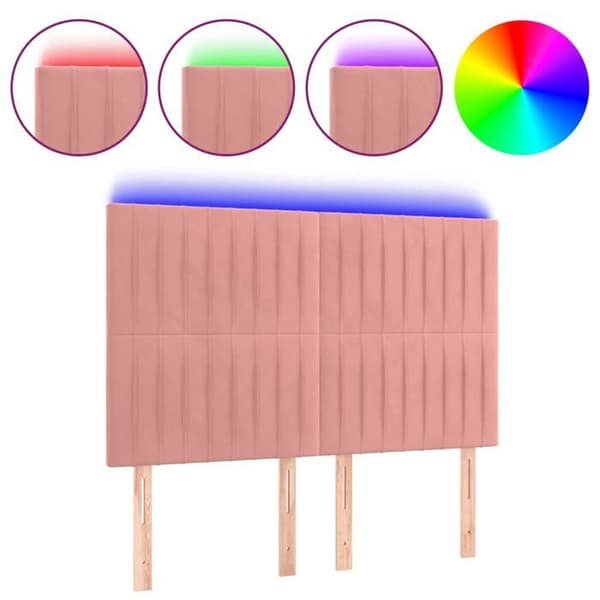 Maison Exclusive - LED Hovedgærde Rosa 144x5x118/128 cm Velour rosa