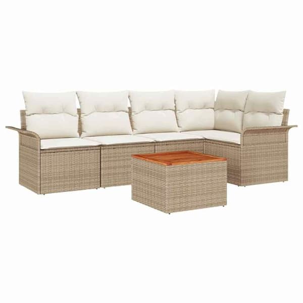 Maison Exclusive - 6 osan beige polyrottinkinen puutarhakalustesetti beige