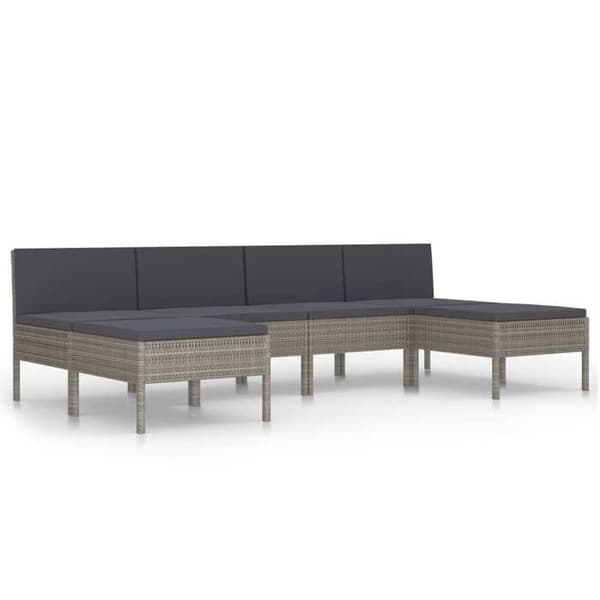 Maison Exclusive - Trädgårdsmöbler 6 delar med kuddar i grå flätad resin