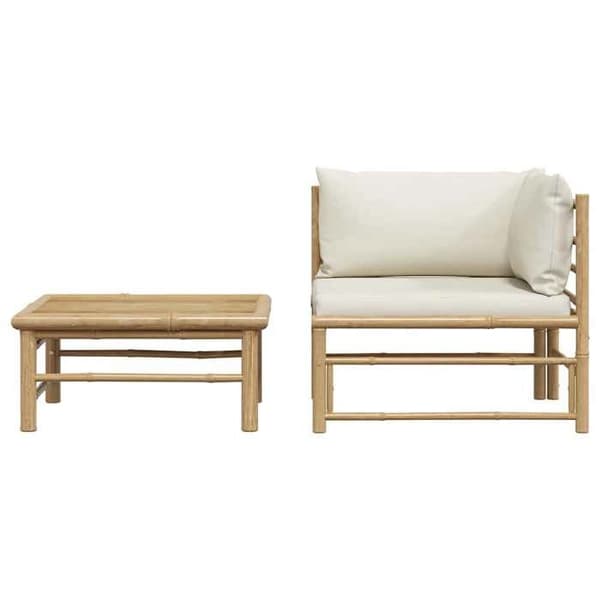 Maison Exclusive - Havegruppe 2 stk med cremehvide puder Bambus