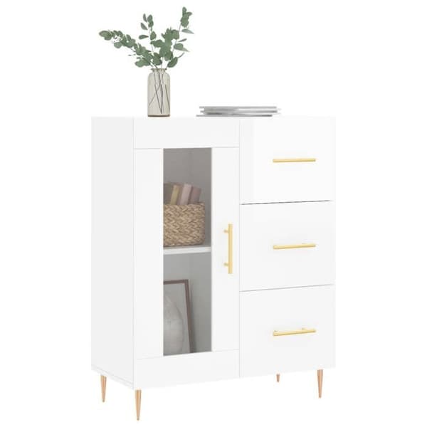 Maison Exclusive - Buffé Vit glänsande 69,5x34x90 cm Ingenjörsträ