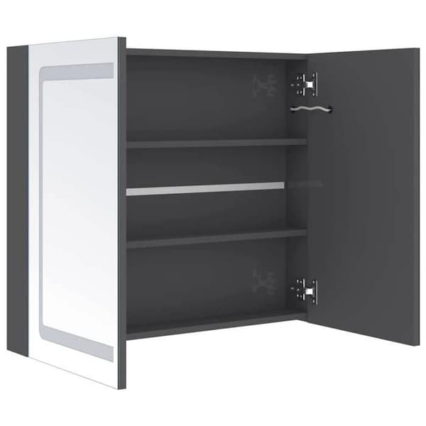 Maison Exclusive - Spegelskåp med LED-belysning Grå glansig 80x12x68 cm Glänsande grå