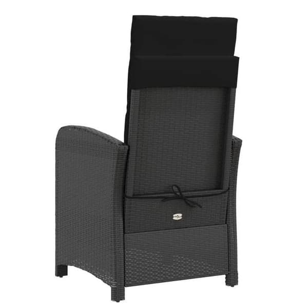 Maison Exclusive - Musta punottu puutarhatuoli ja jalkatuki