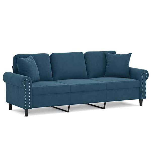 Maison Exclusive - Soffa 3 platser med dekorativa blå kuddar 180 cm sammet Blå