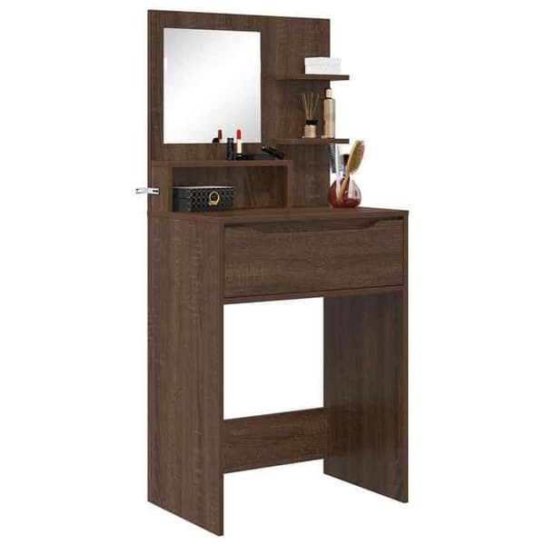 Maison Exclusive - Makeupborde til værelset, Brun eg 80 x 39,6 x 135 cm