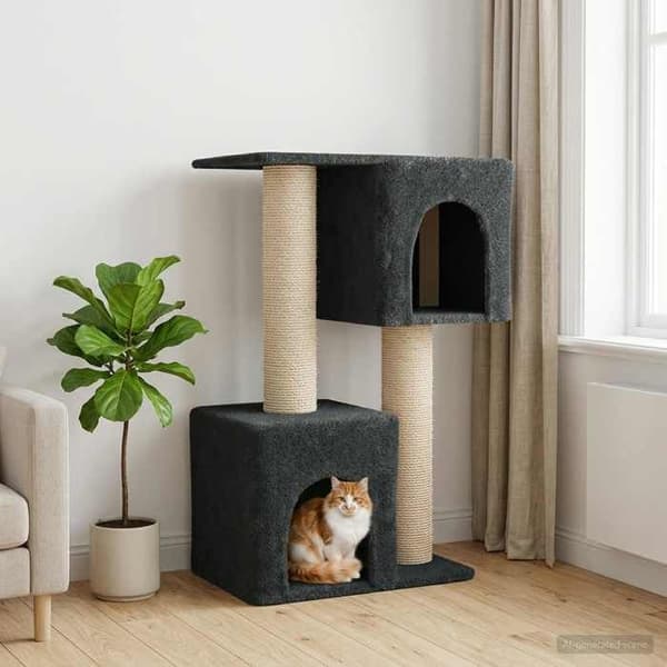 Maison Exclusive - Kattträd med sisal klöspinnar Mörkgrå 114 cm