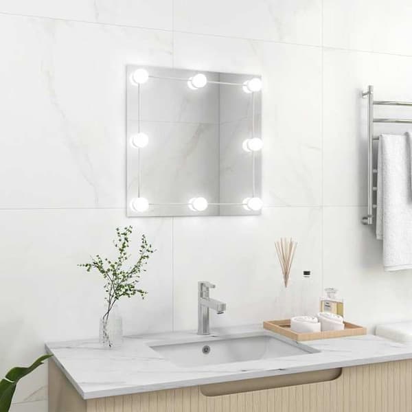Vægmirror - EKSKLUSIV HUS - Glas Kvadrat - Slebet kant - LED USB 5V - Farvemodes