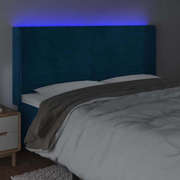 Maison Exclusive - Sänggavel med LED Blå mörk 203x16x118/128 cm Sammet
